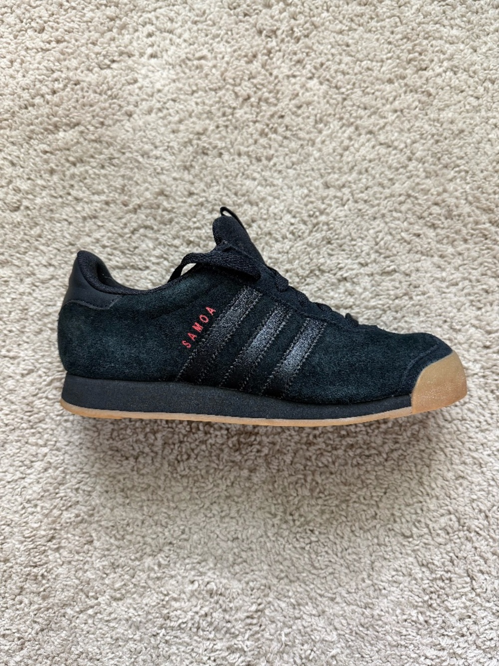 Adidas Samoa Suede Black Core Red Gum Sole Trefoil Sneakers